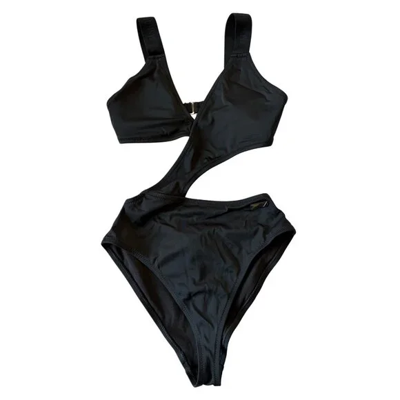 Gymshark Women’s One-Piece Cut-Out Swimsuit Black XS - Picture 1 of 5